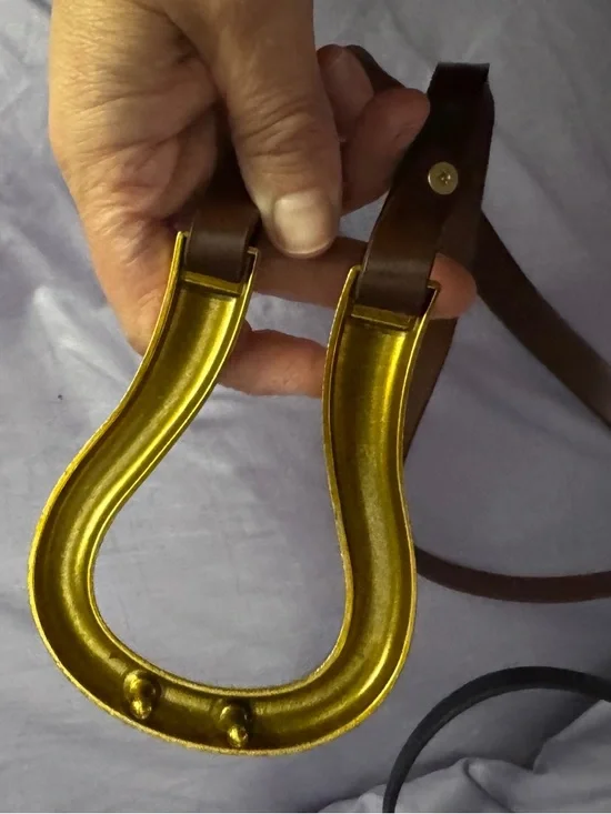 NEW Designer Inspired Brown & Black Double Strap Belts w/ Gold Accents - Picture 8 of 9